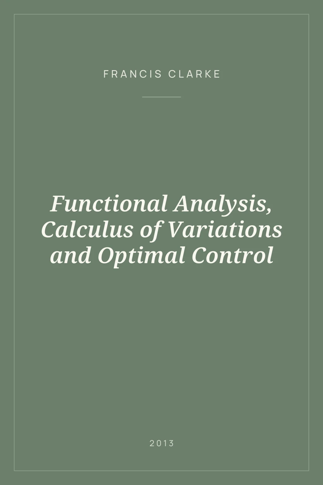 Portada de Functional Analysis, Calculus of Variations and Optimal Control