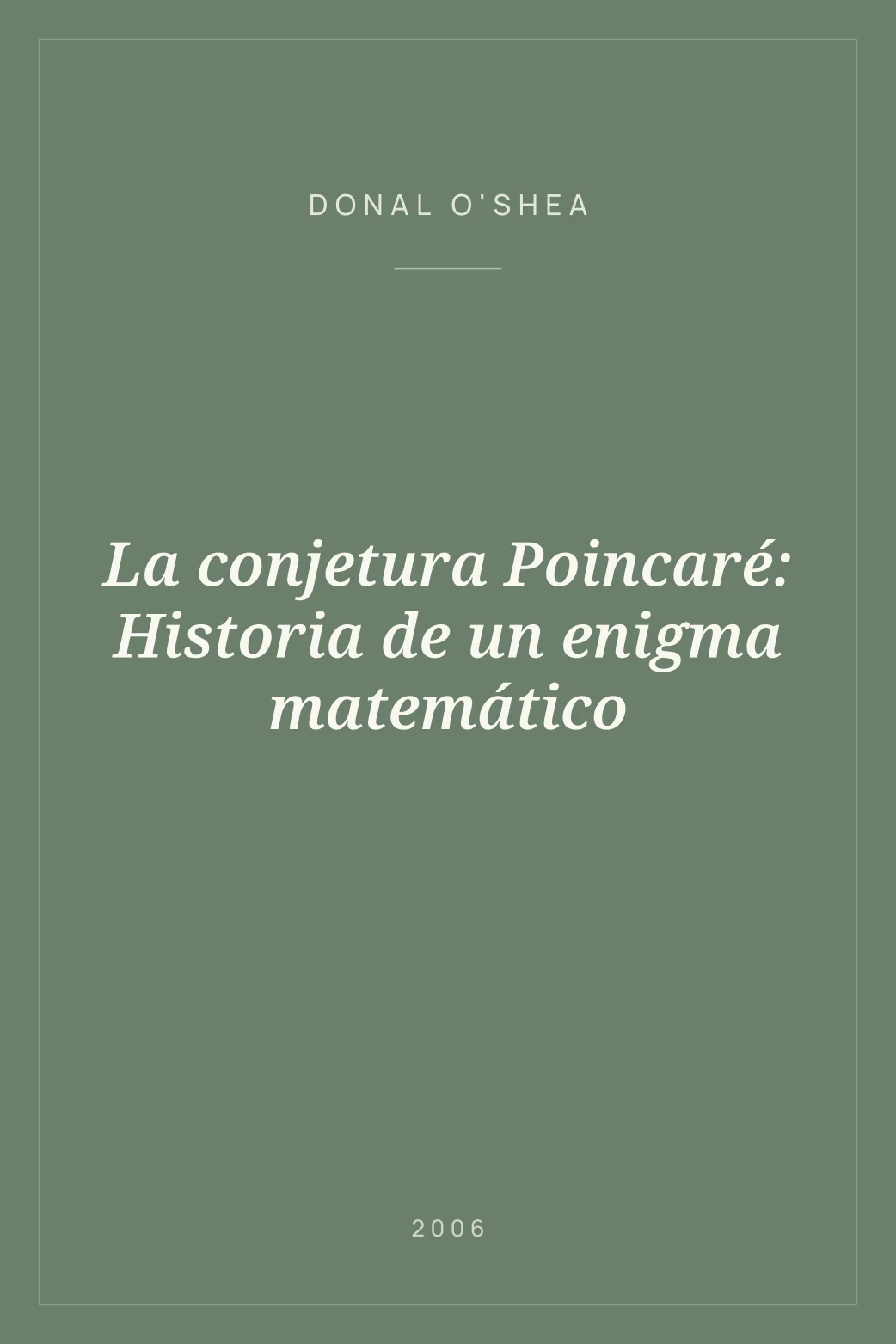 Portada de La conjetura Poincaré: Historia de un enigma matemático