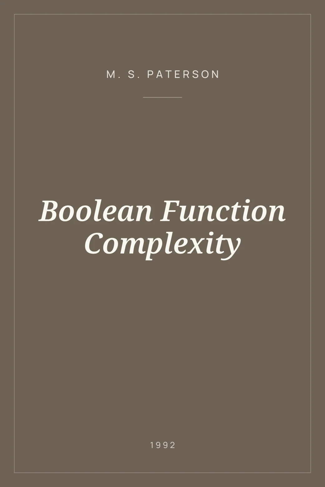 Portada de Boolean Function Complexity