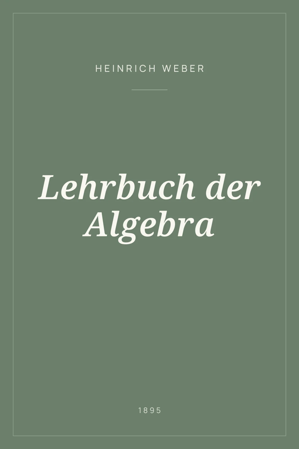 Portada de Lehrbuch der Algebra