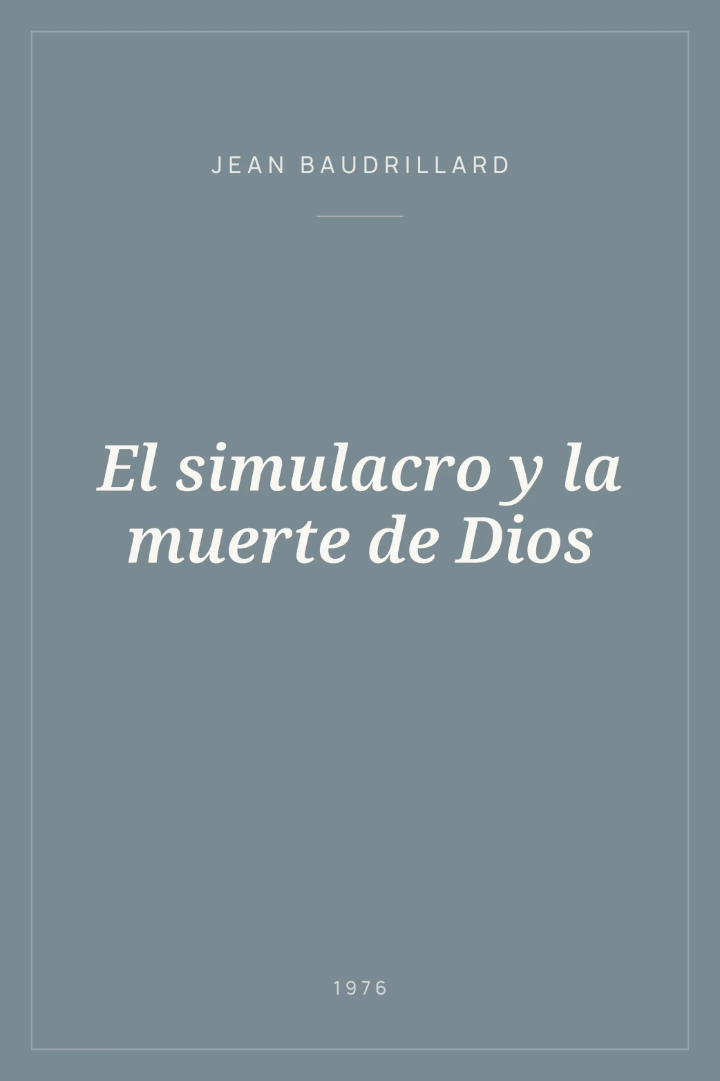 Portada de El simulacro y la muerte de Dios