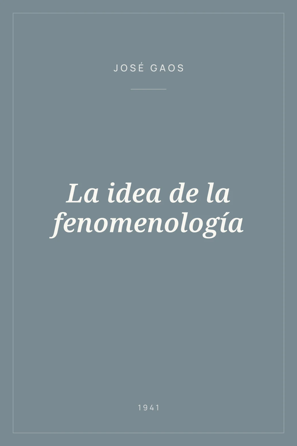 Portada de La idea de la fenomenología