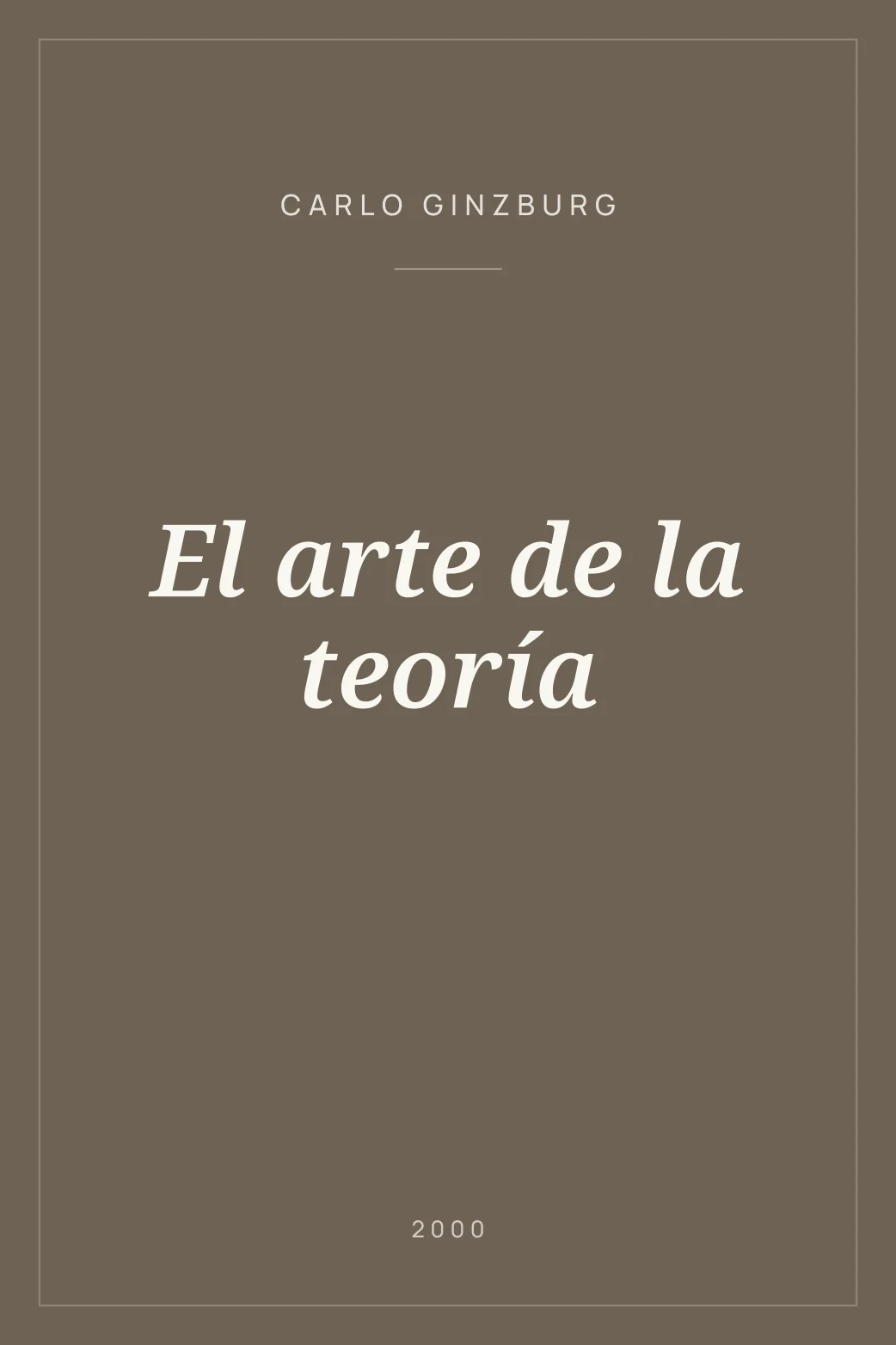 Portada de El arte de la teoría