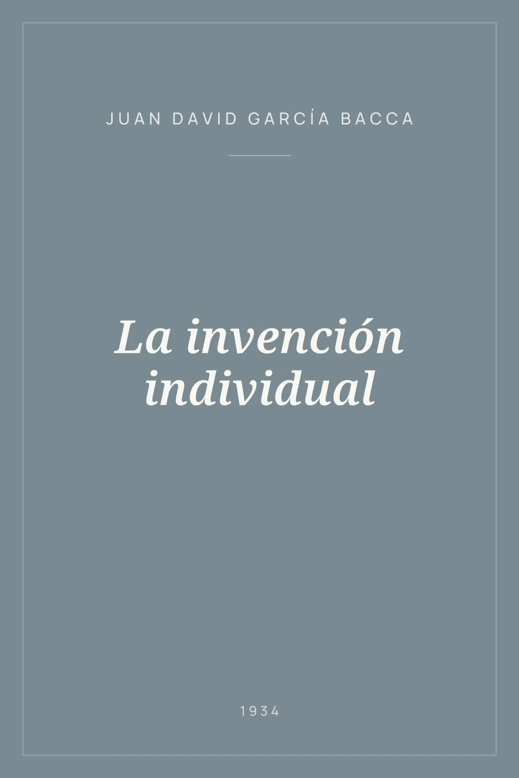 Portada de La invención individual