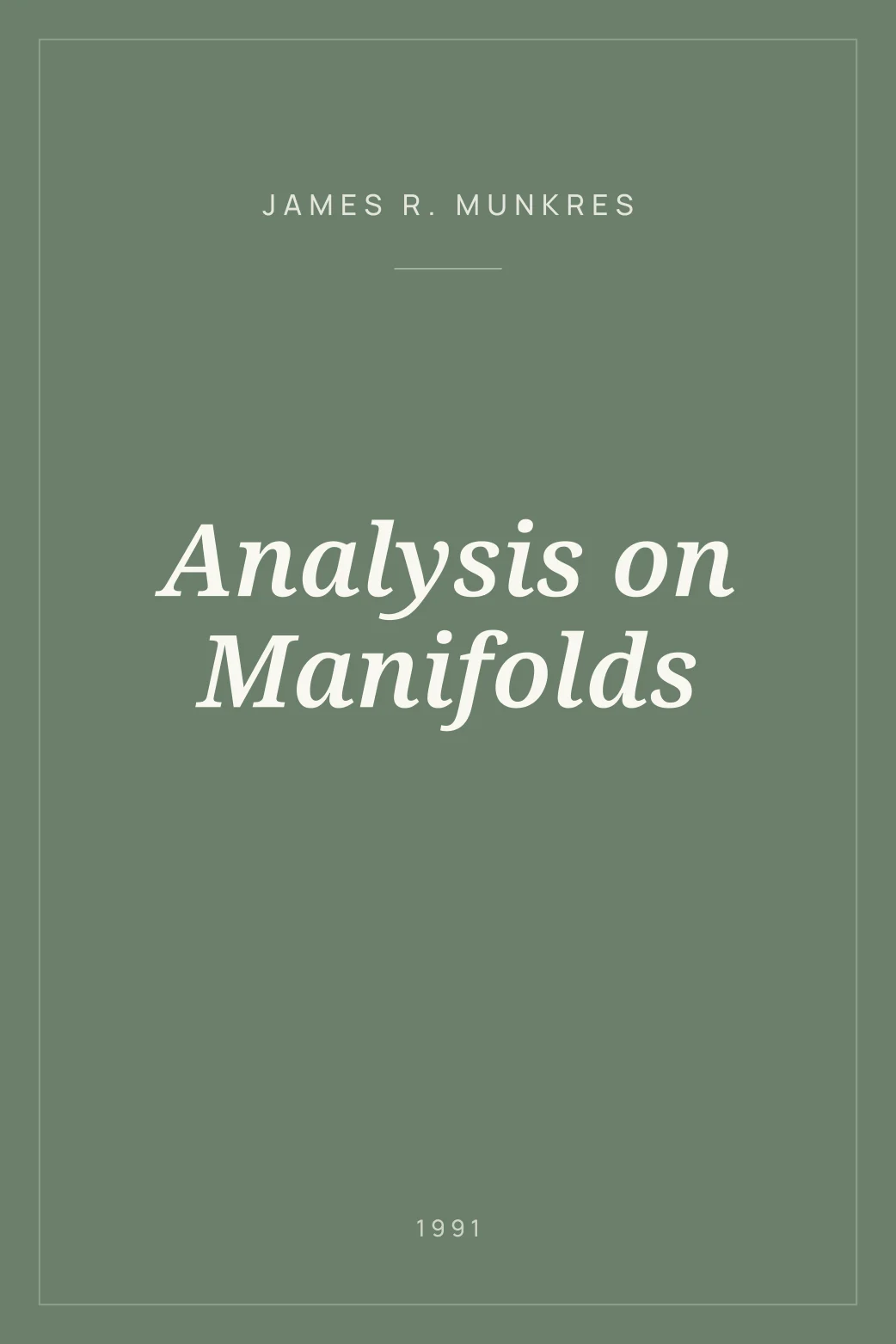 Portada de Analysis on Manifolds