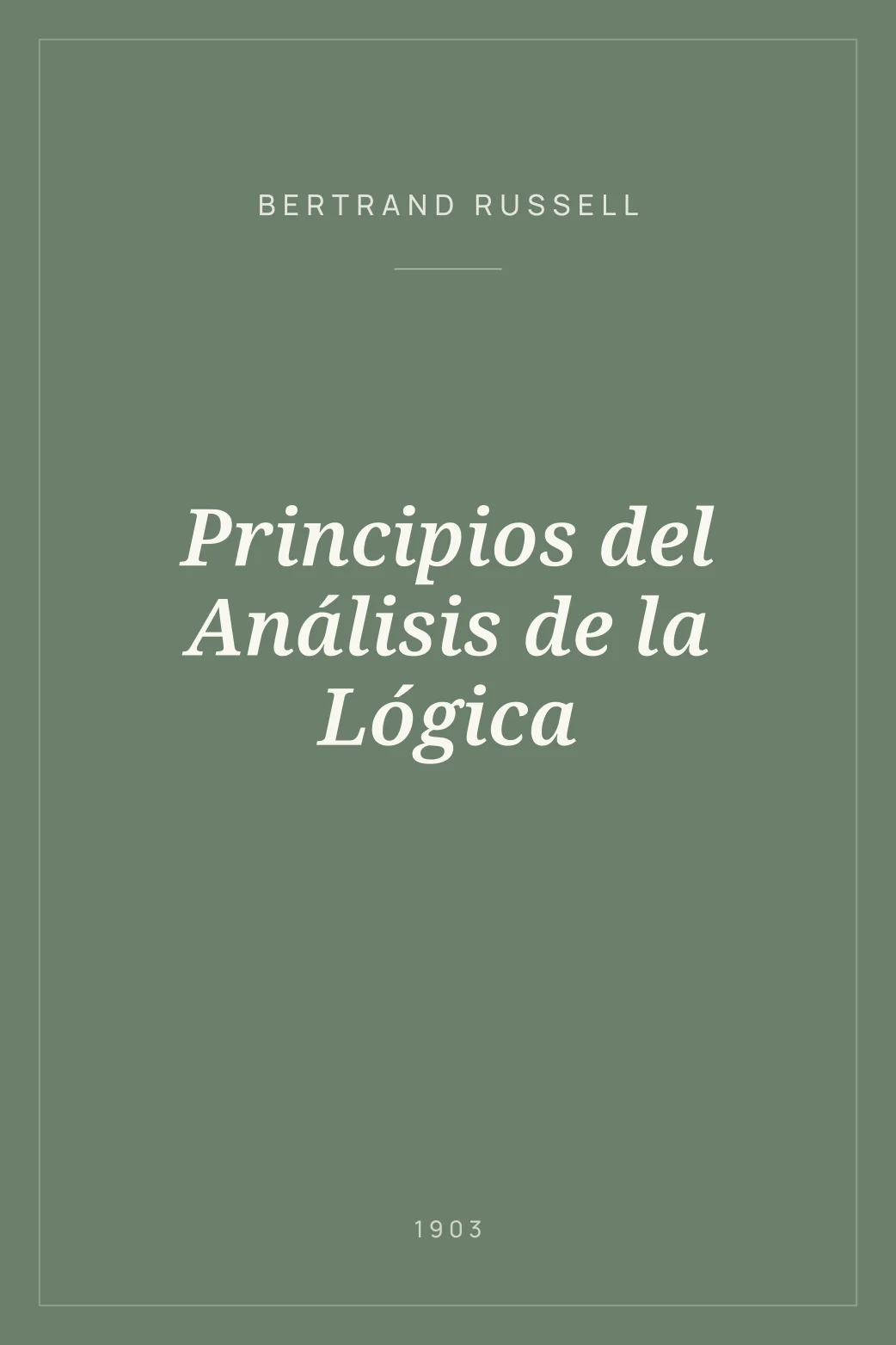 Portada de Principios del Análisis de la Lógica