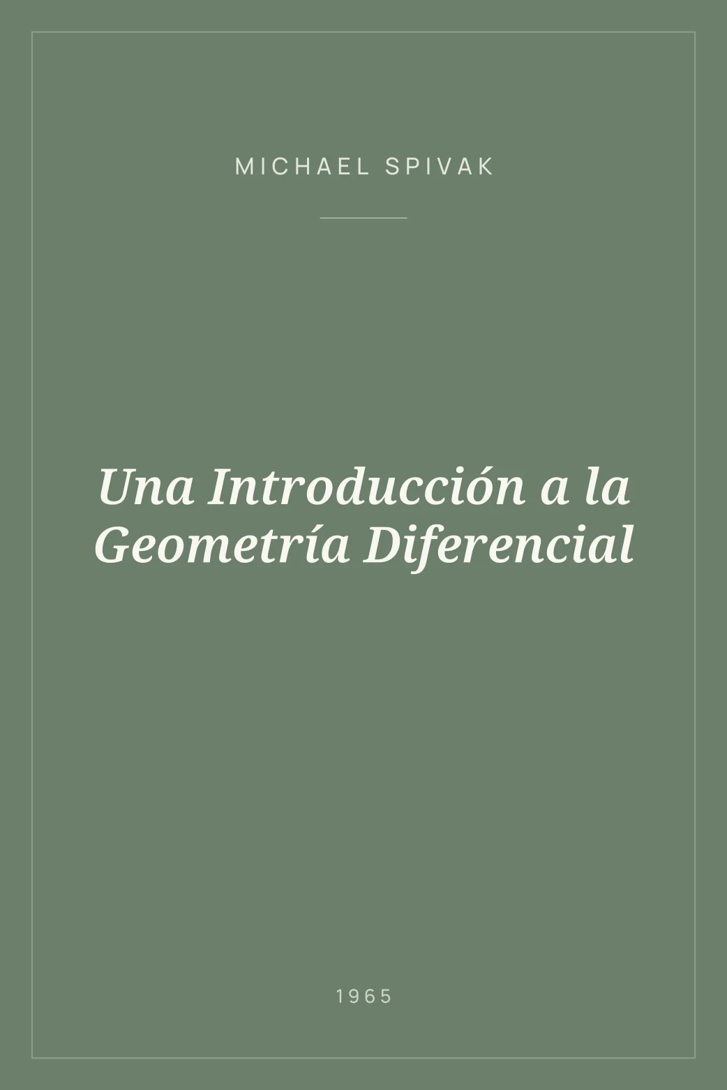 Portada de Una Introducción a la Geometría Diferencial