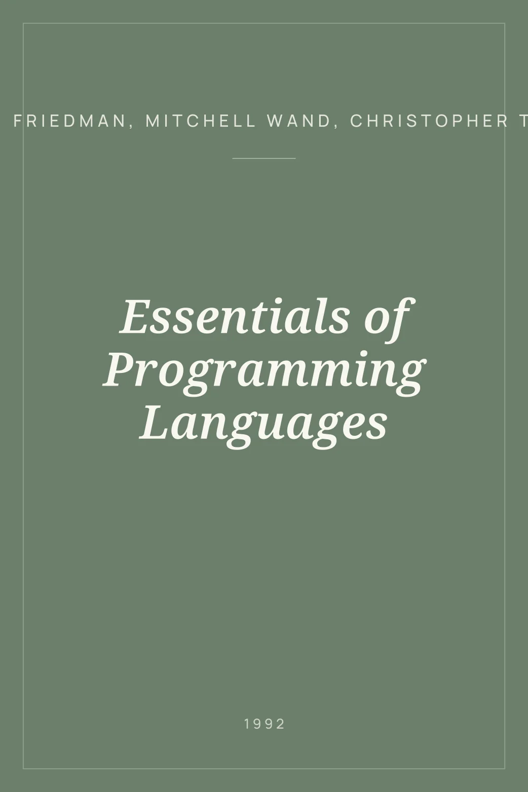 Portada de Essentials of Programming Languages