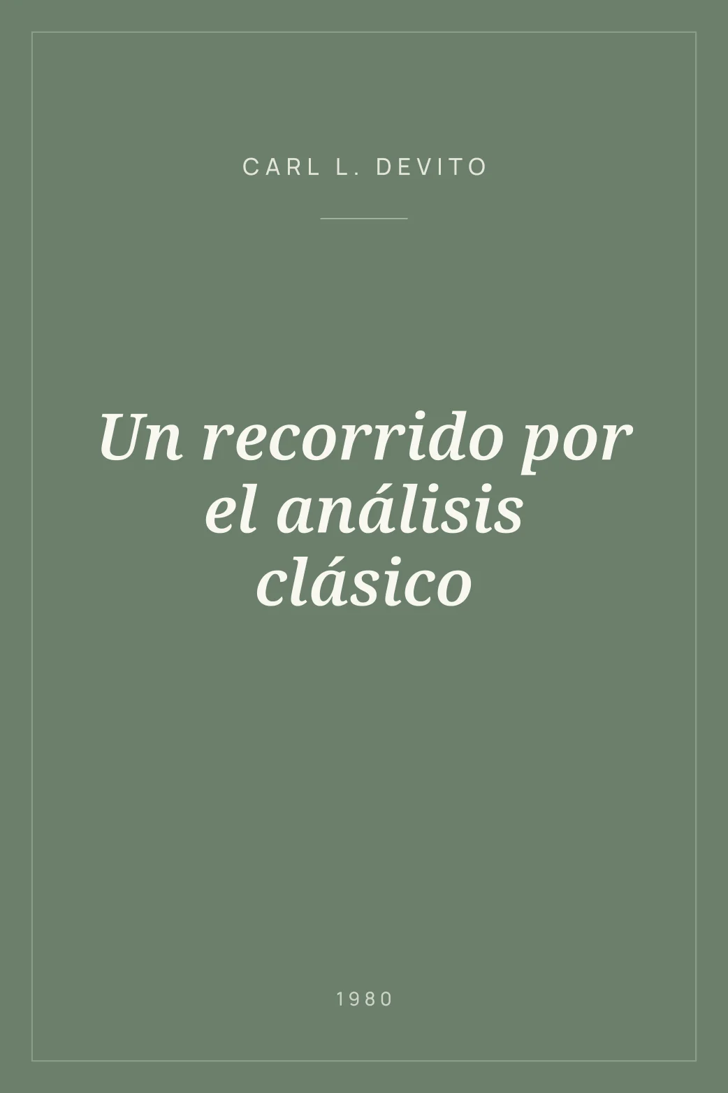 Portada de Un recorrido por el análisis clásico