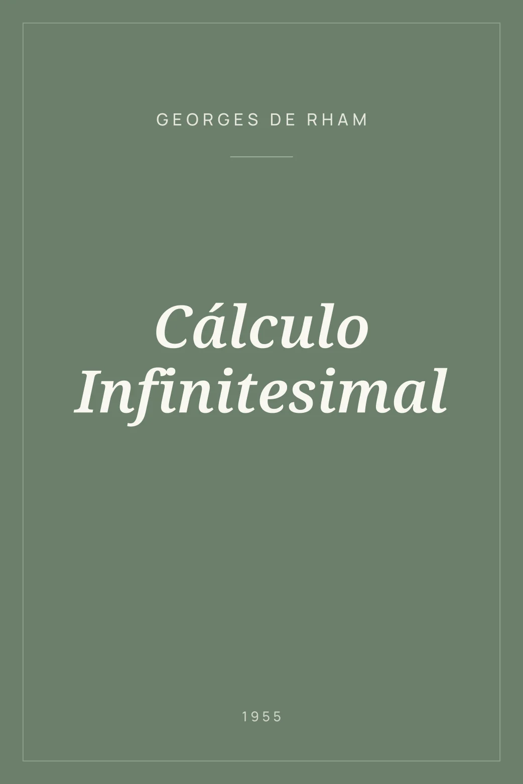 Portada de Cálculo Infinitesimal