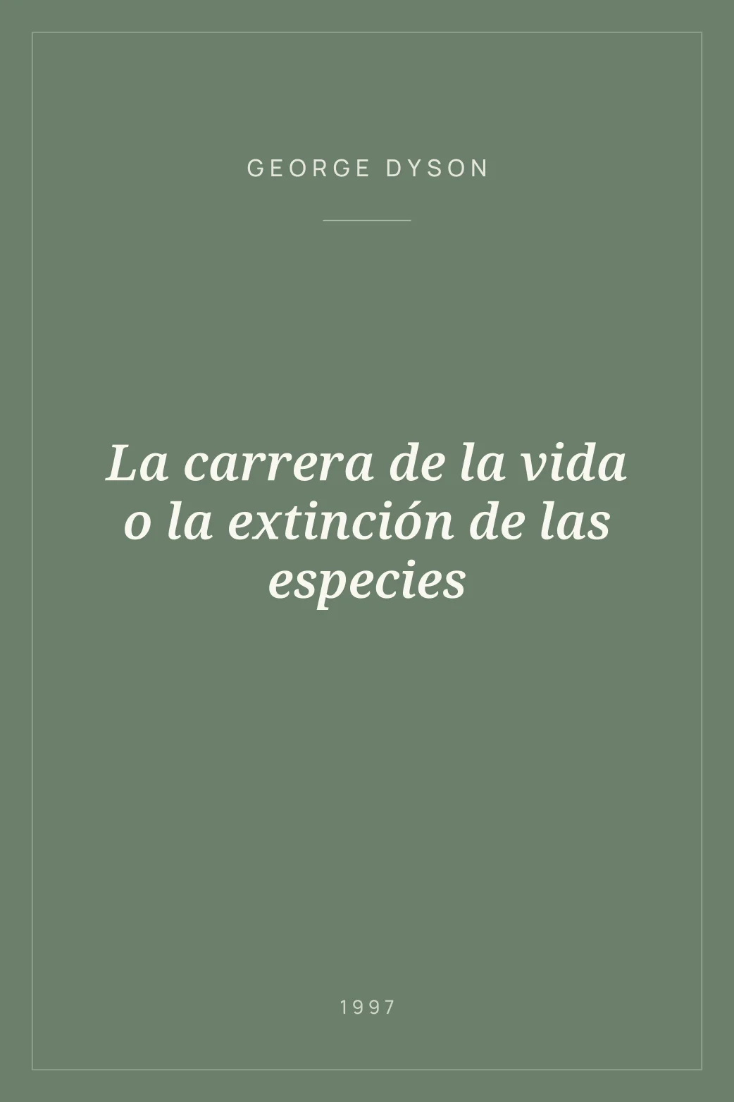 Portada de La carrera de la vida o la extinción de las especies