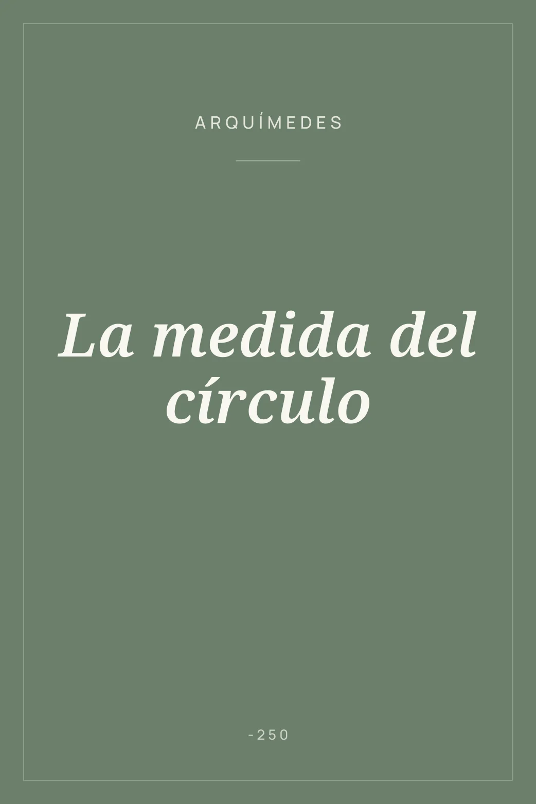 Portada de La medida del círculo