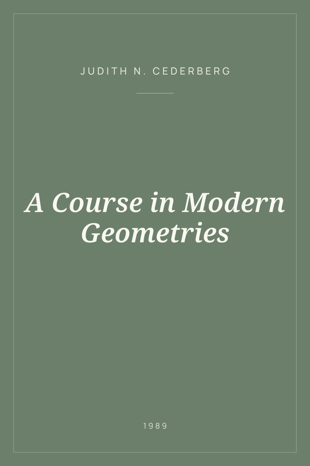 Portada de A Course in Modern Geometries
