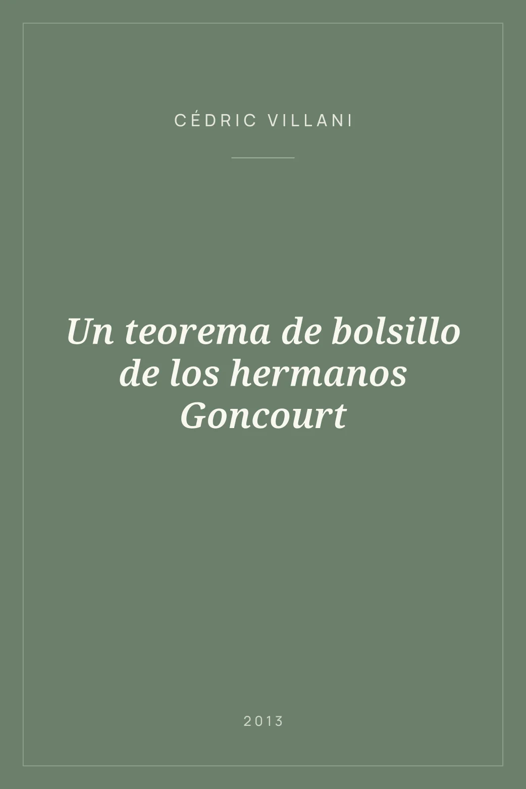 Portada de Un teorema de bolsillo de los hermanos Goncourt