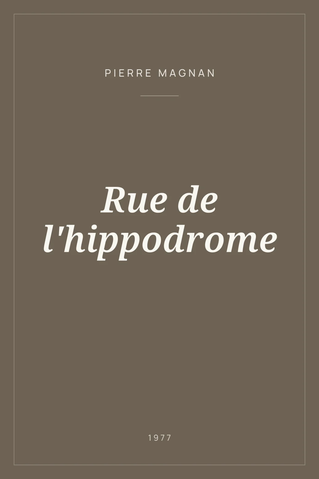 Portada de Rue de l'hippodrome