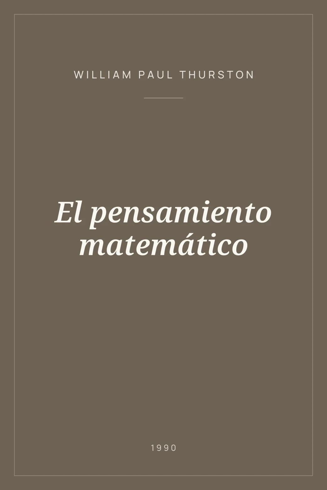 Portada de El pensamiento matemático