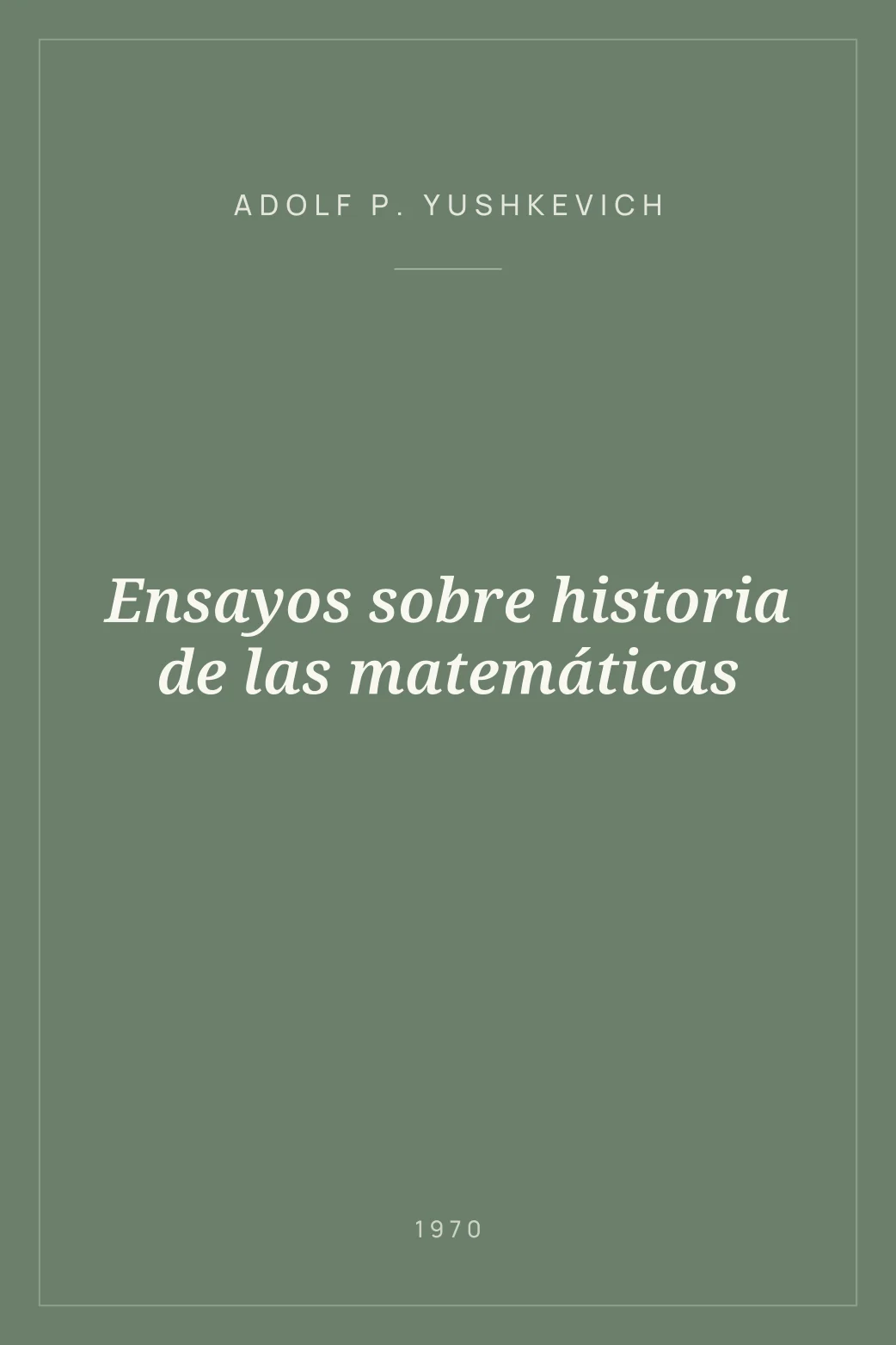 Portada de Ensayos sobre historia de las matemáticas