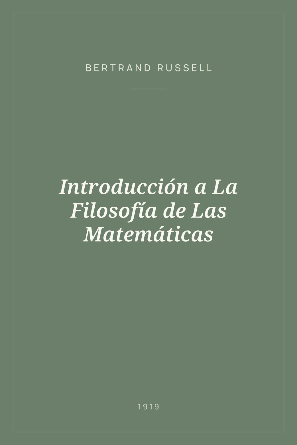 Portada de Introducción a La Filosofía de Las Matemáticas