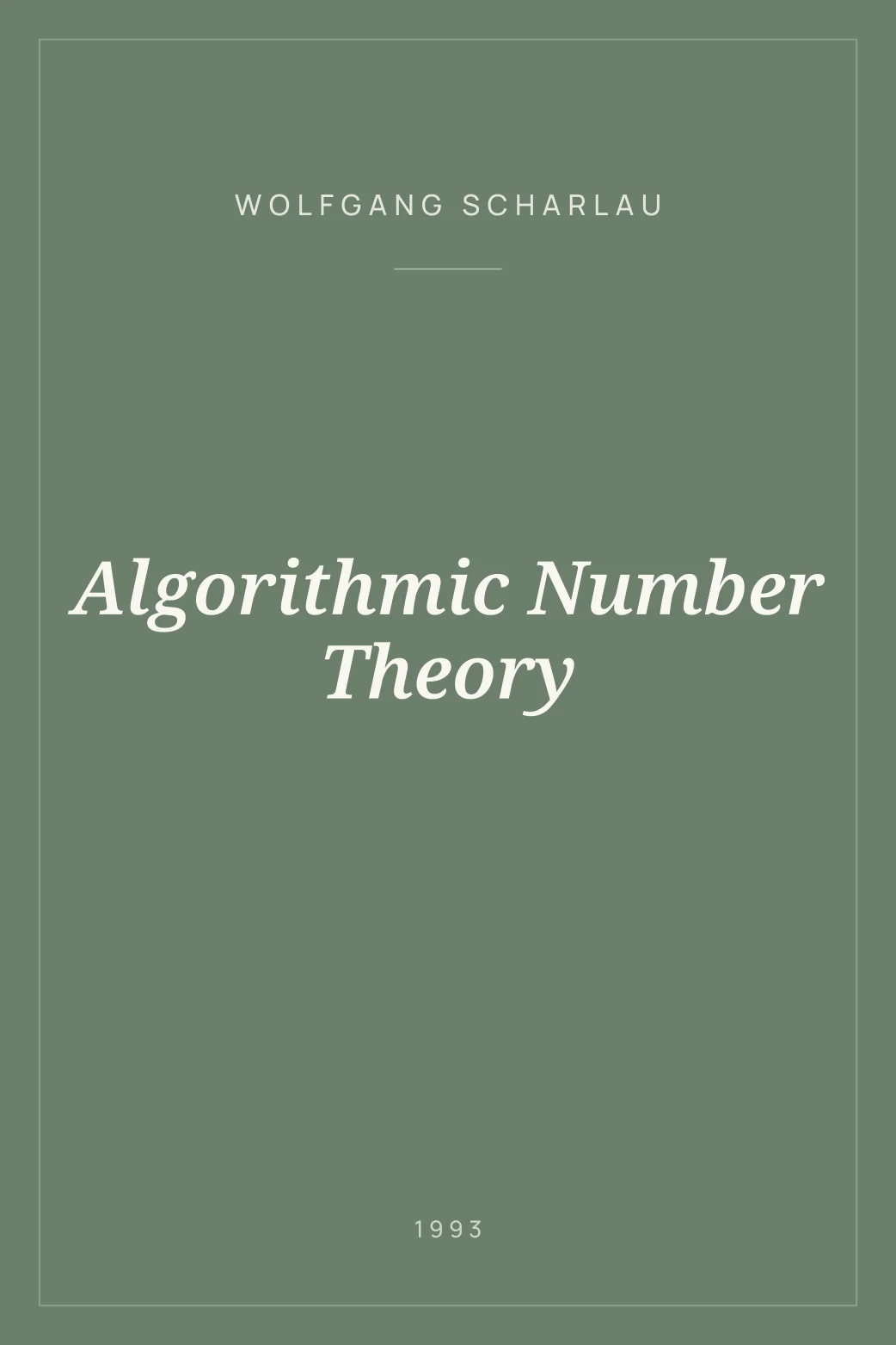 Portada de Algorithmic Number Theory