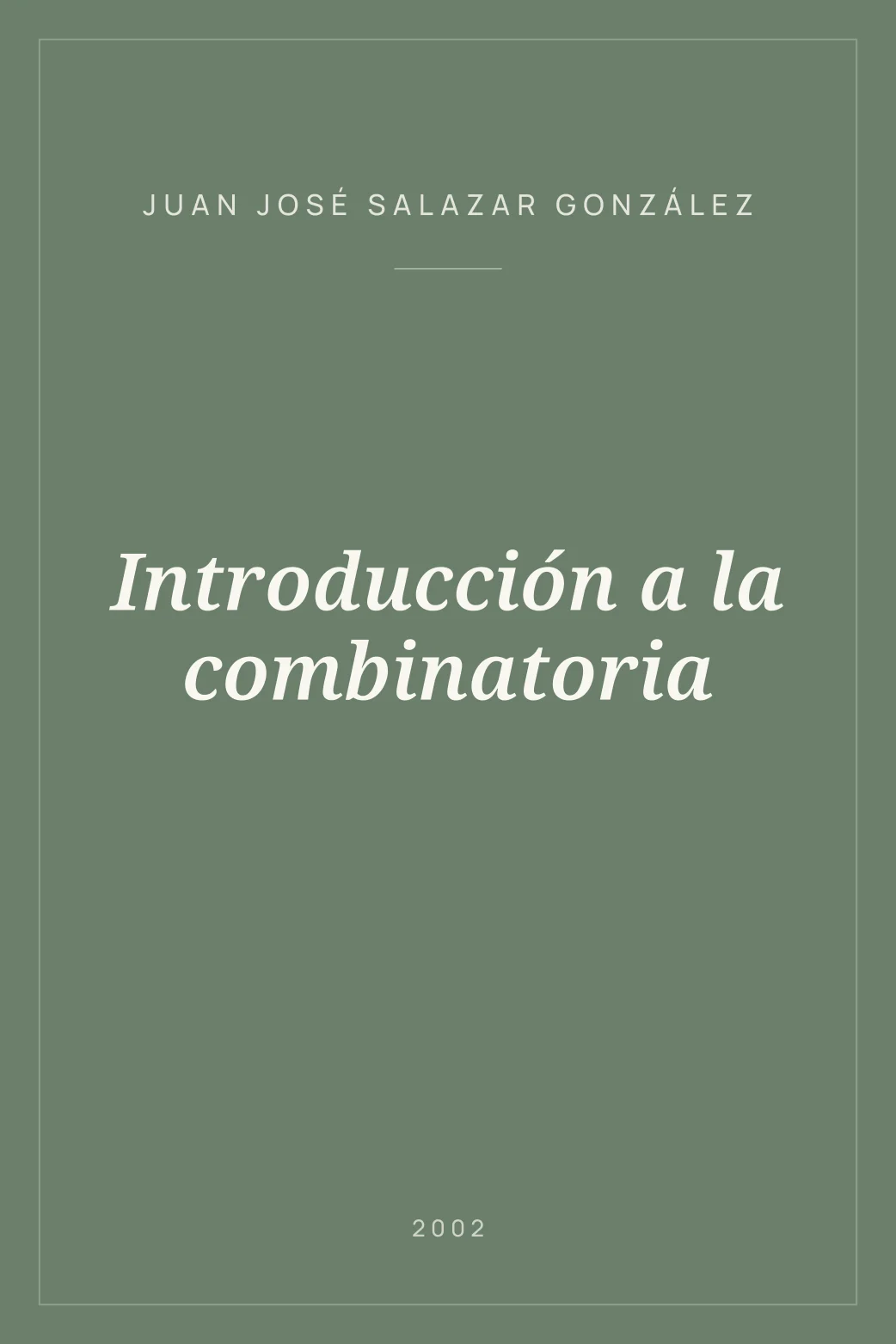 Portada de Introducción a la combinatoria