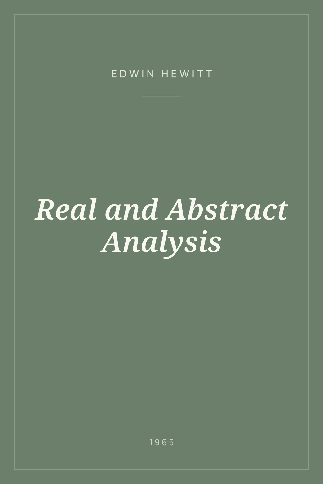 Portada de Real and Abstract Analysis
