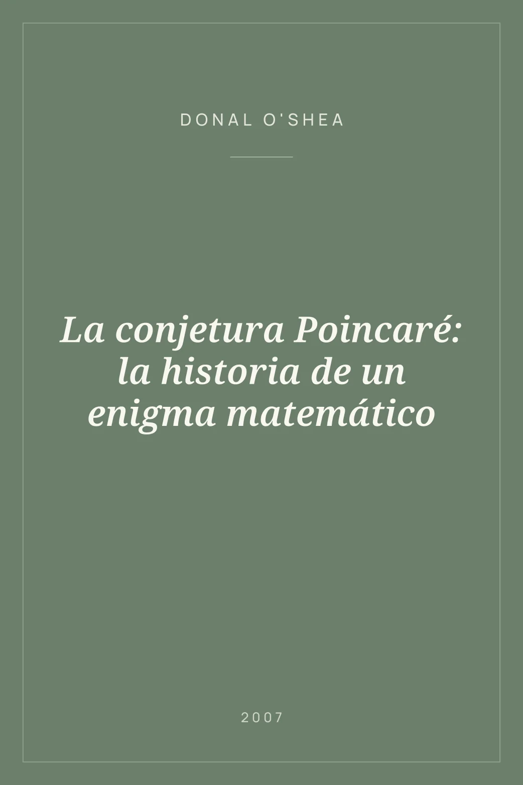 Portada de La conjetura Poincaré: la historia de un enigma matemático