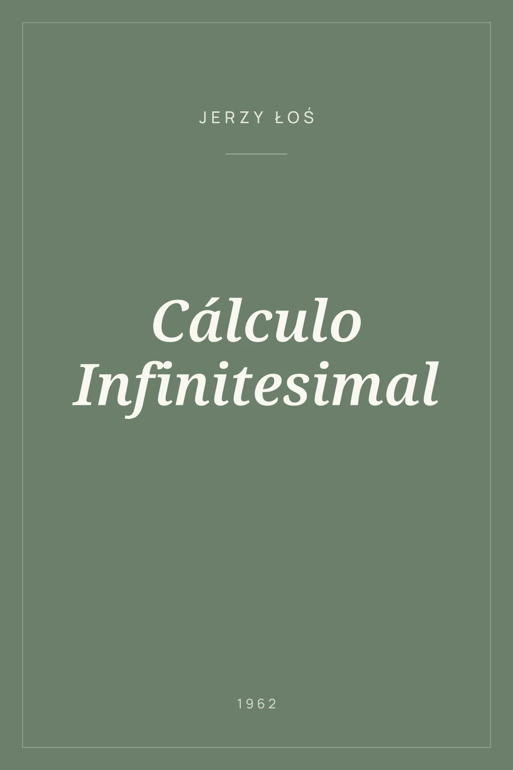 Portada de Cálculo Infinitesimal