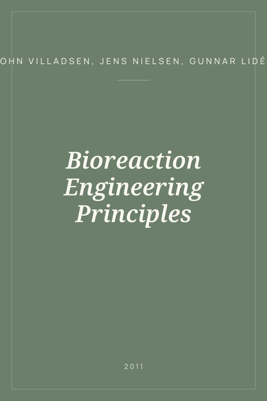 Portada de Bioreaction Engineering Principles