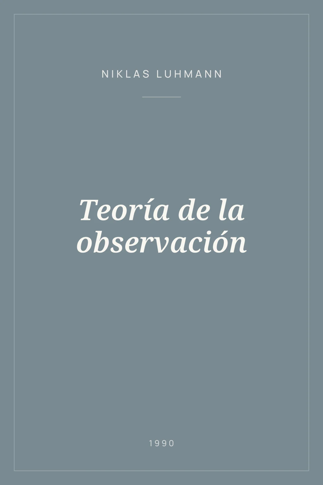 Portada de Teoría de la observación