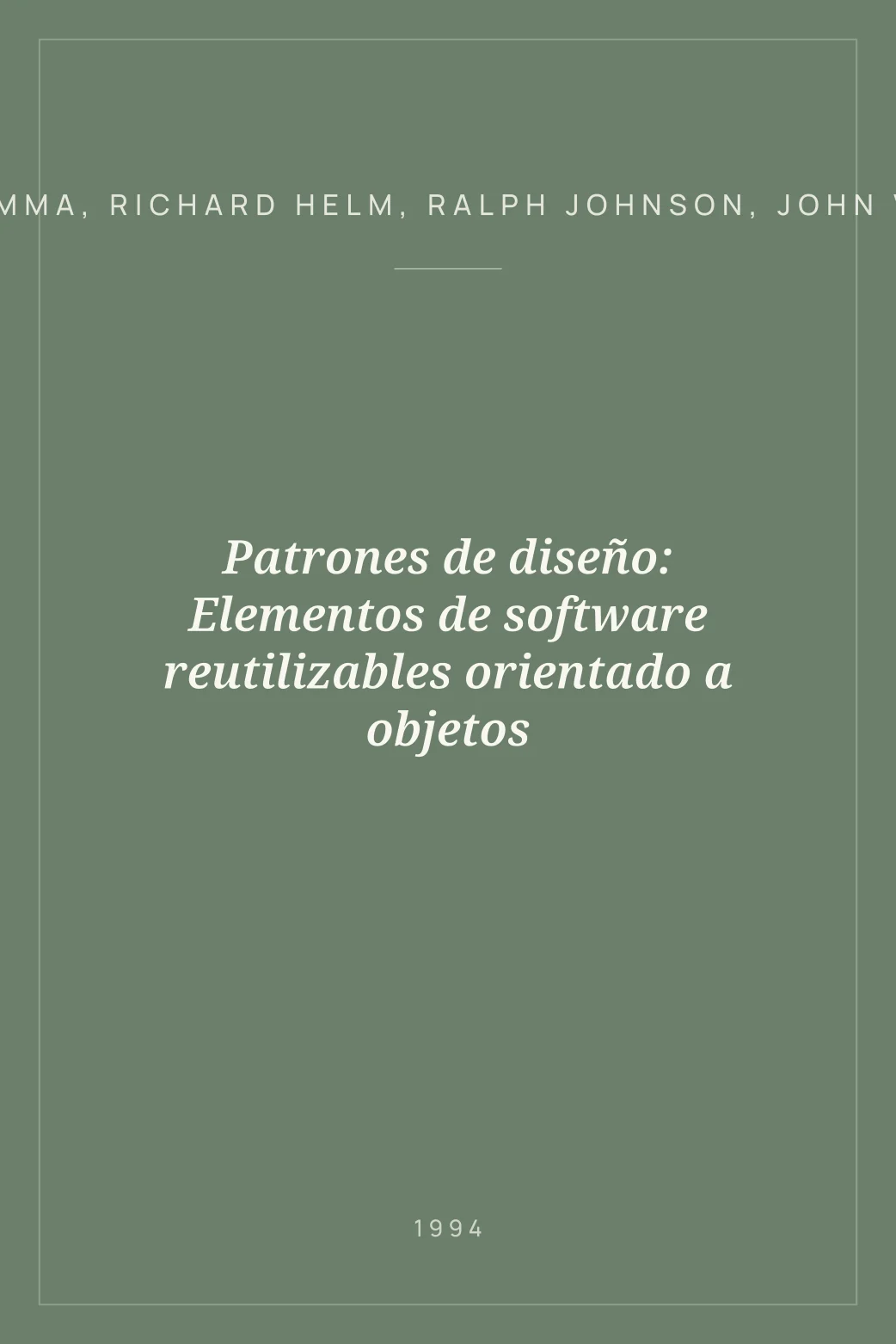 Portada de Patrones de diseño: Elementos de software reutilizables orientado a objetos