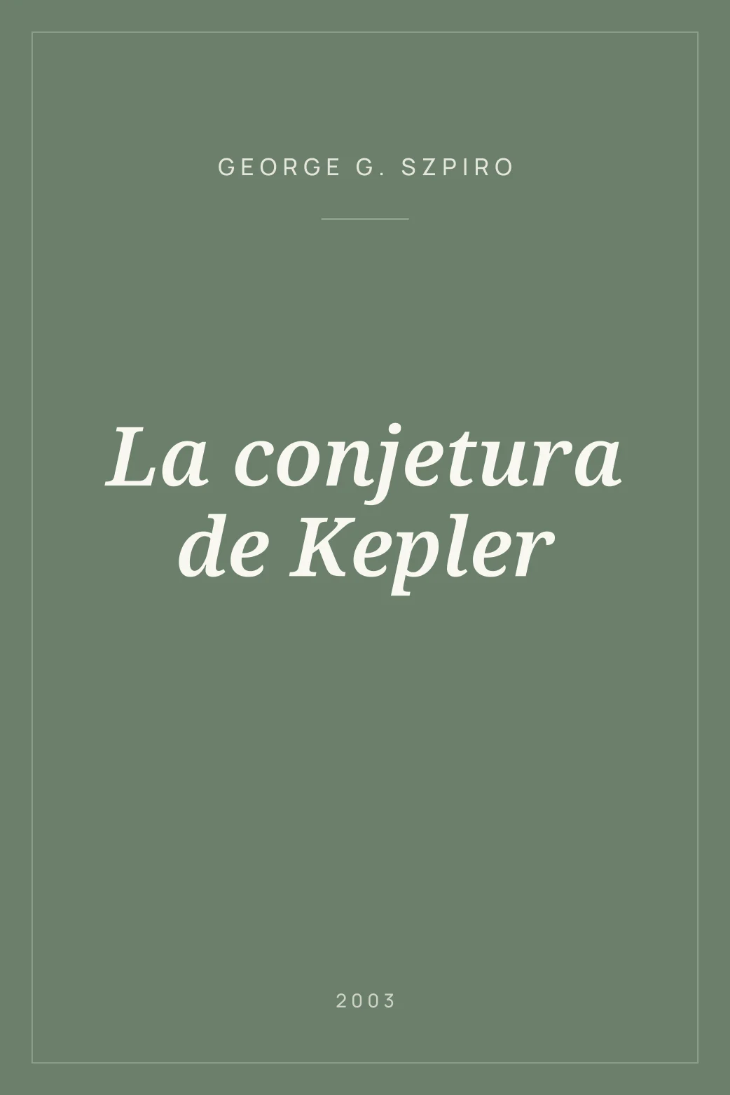 Portada de La conjetura de Kepler