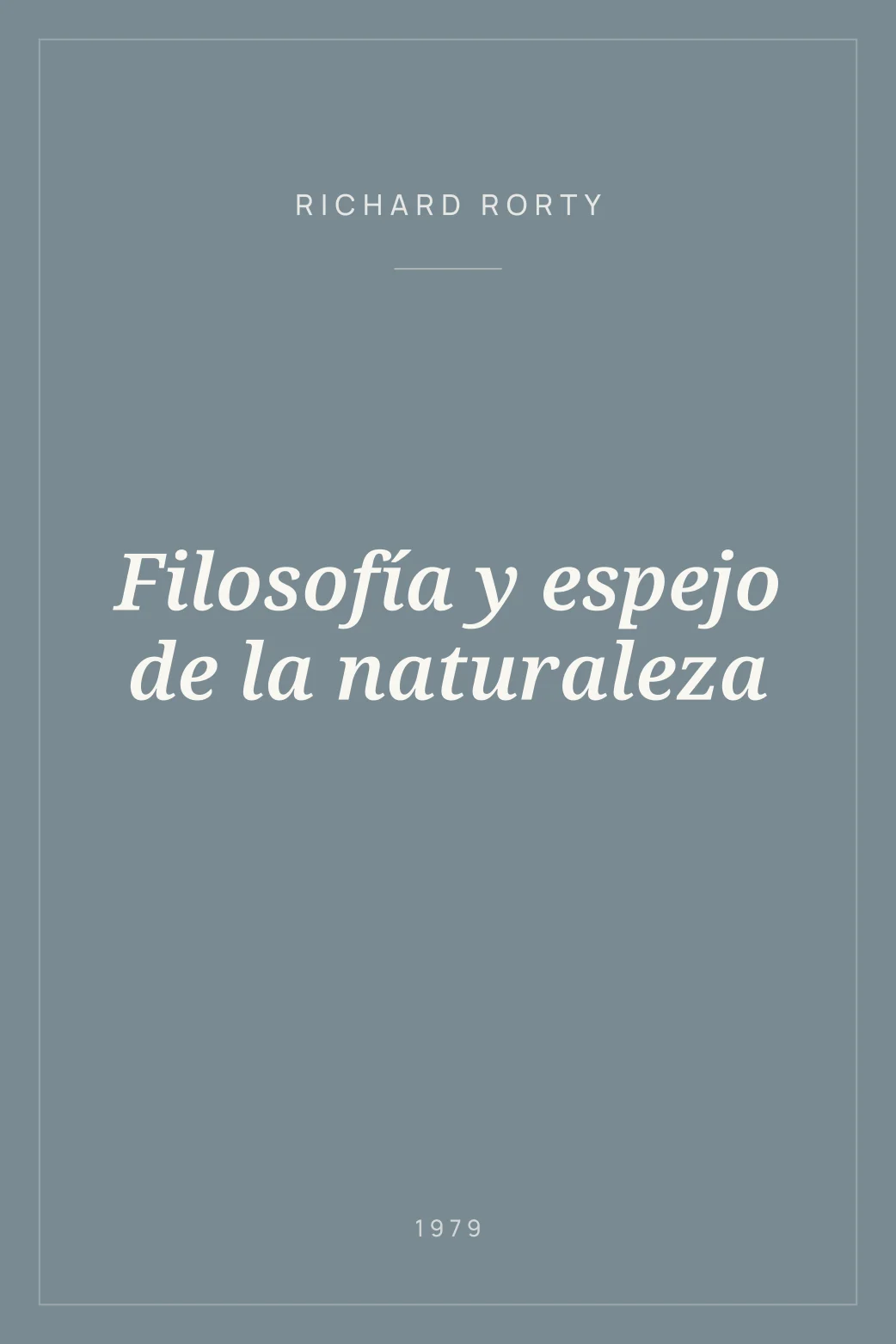 Portada de Filosofía y espejo de la naturaleza