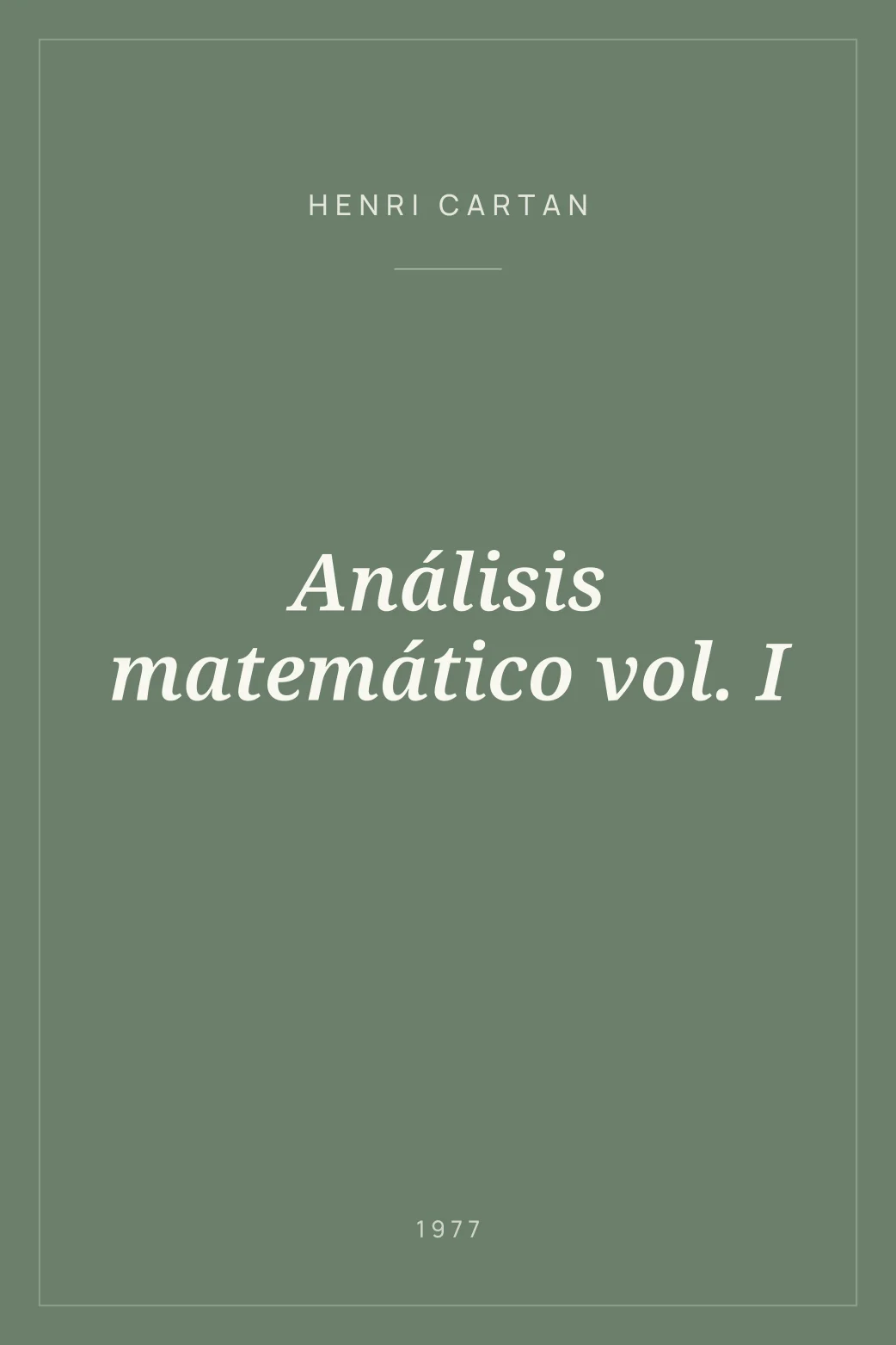 Portada de Análisis matemático vol. I