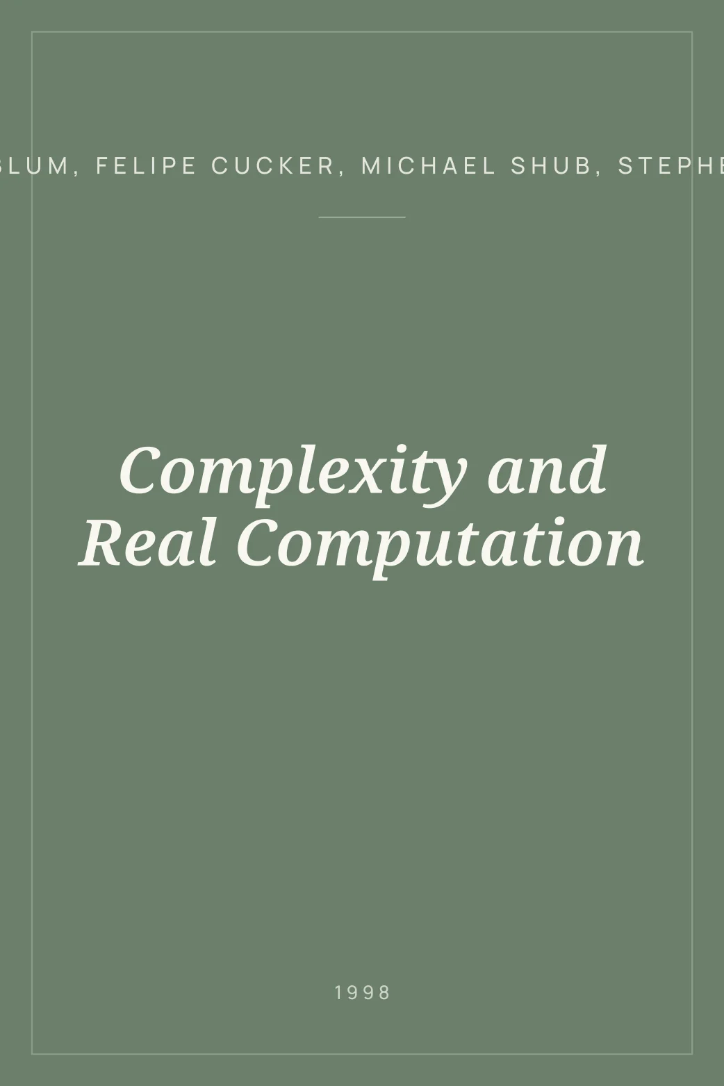 Portada de Complexity and Real Computation