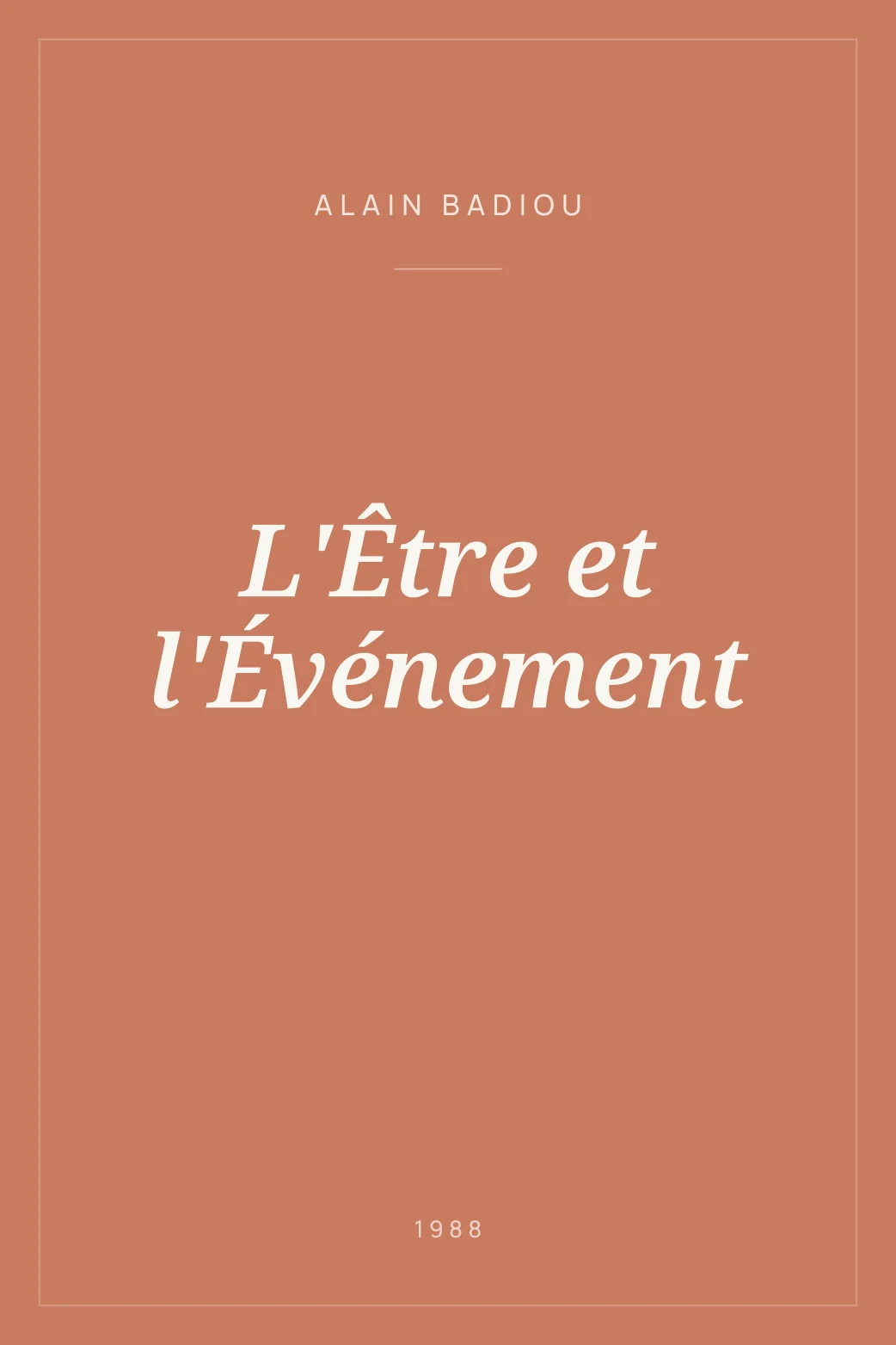 Portada de L'Être et l'Événement
