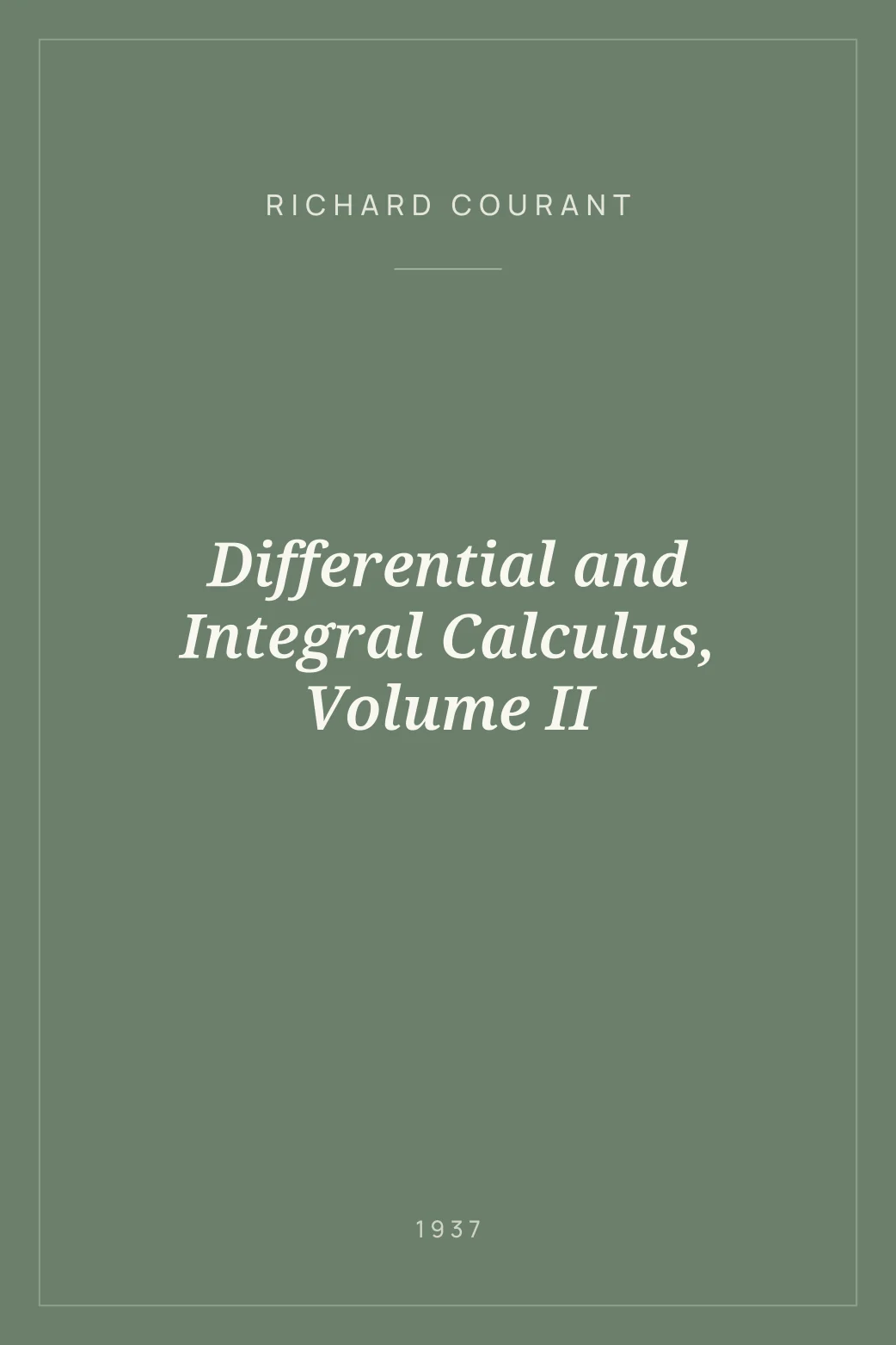 Portada de Differential and Integral Calculus, Volume II