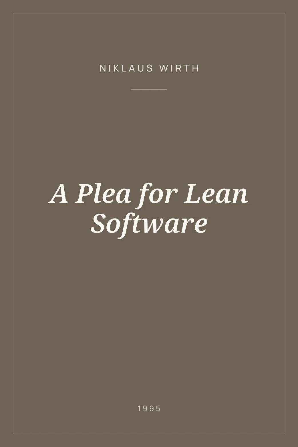 Portada de A Plea for Lean Software