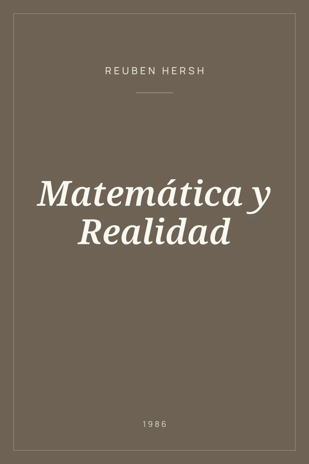 Portada de Matemática y Realidad