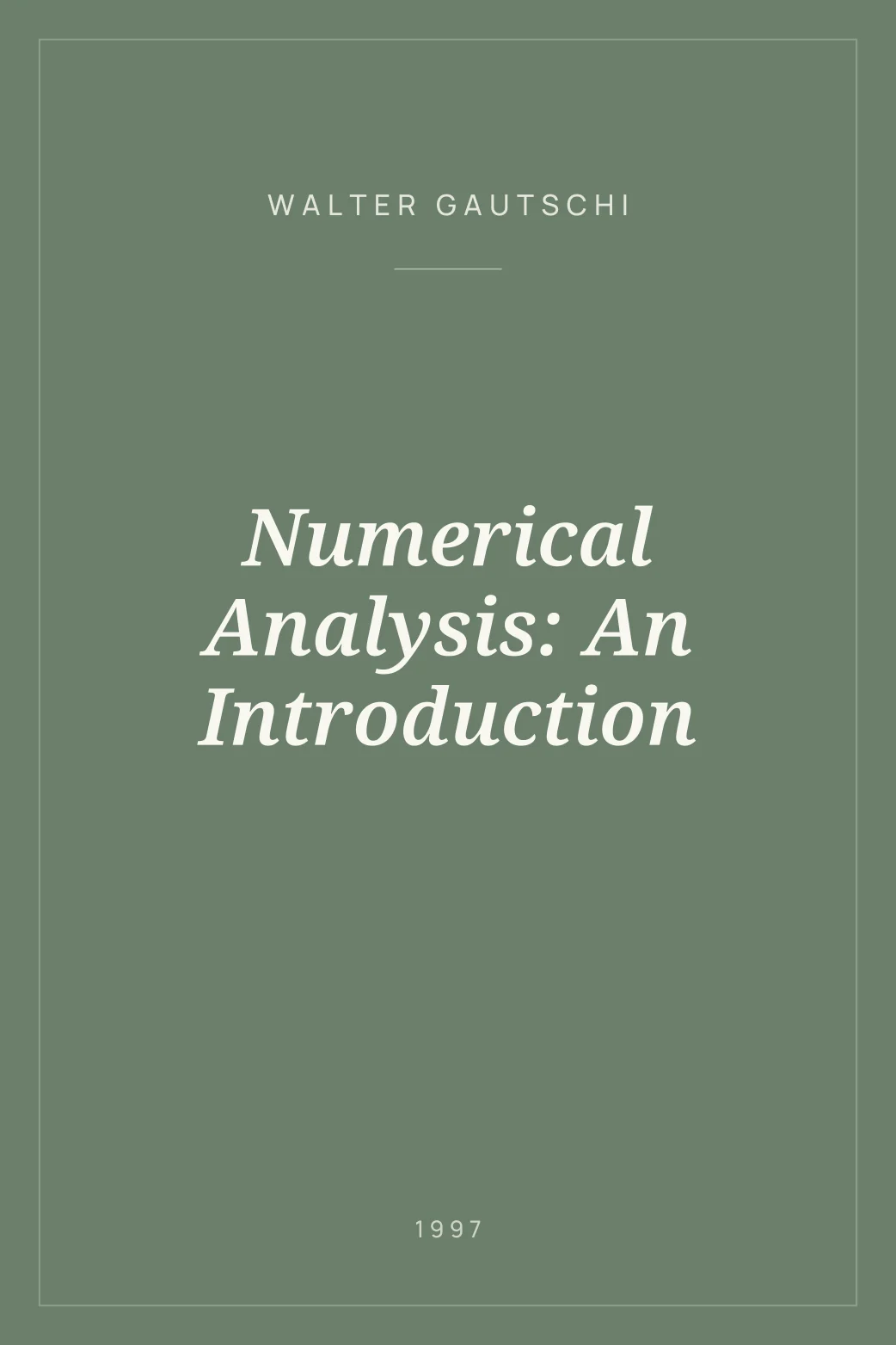 Portada de Numerical Analysis: An Introduction