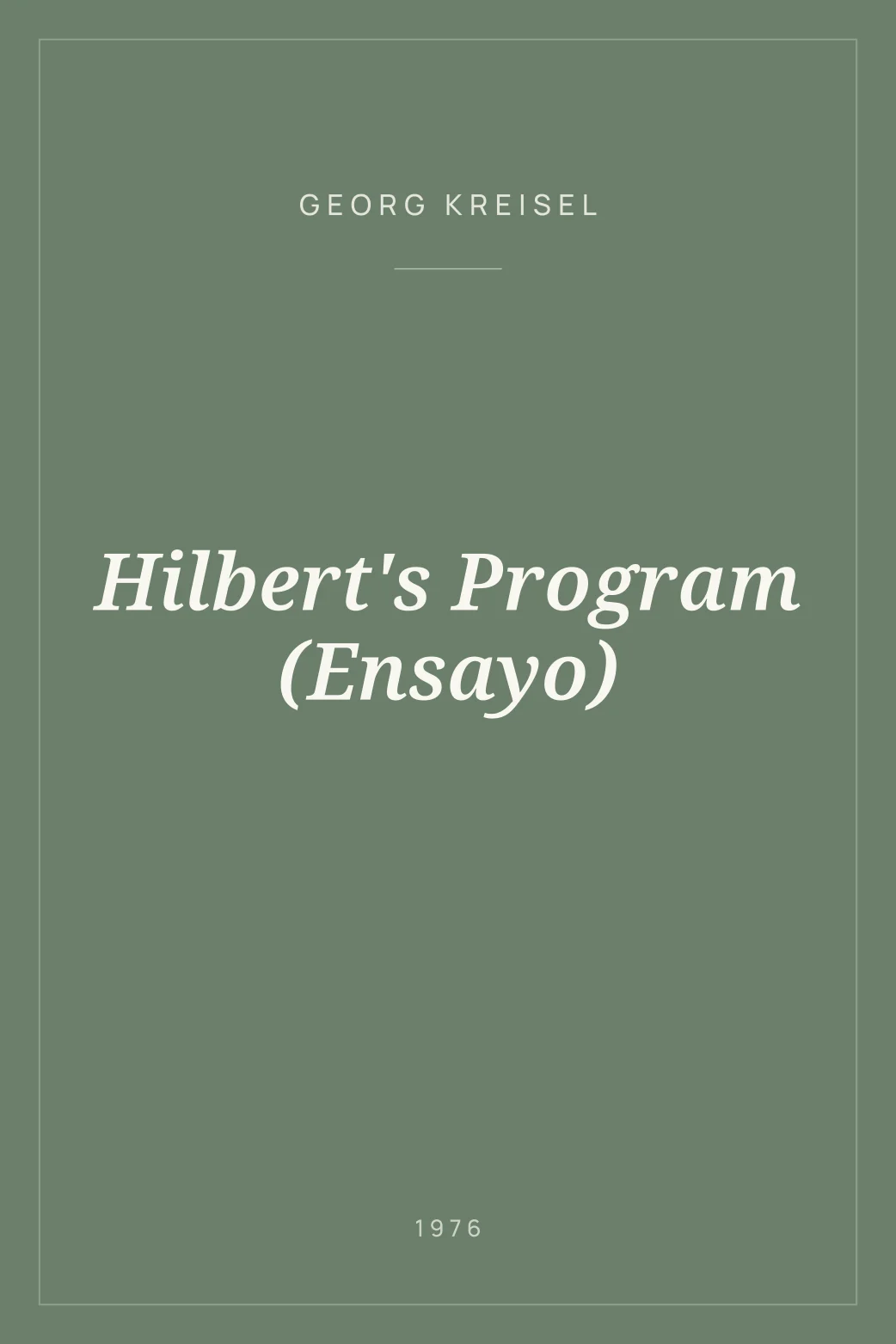 Portada de Hilbert's Program (Ensayo)