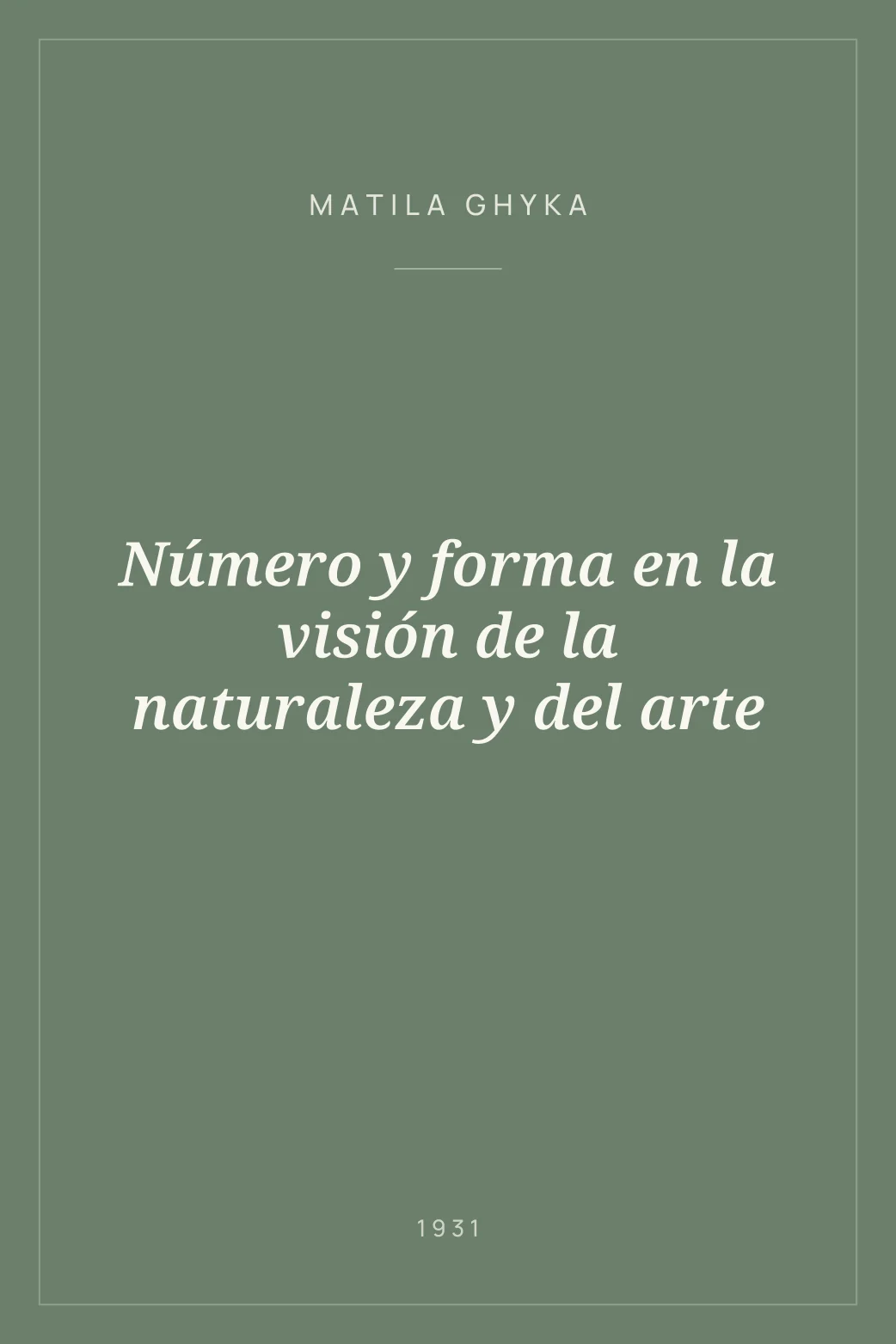 Portada de Número y forma en la visión de la naturaleza y del arte