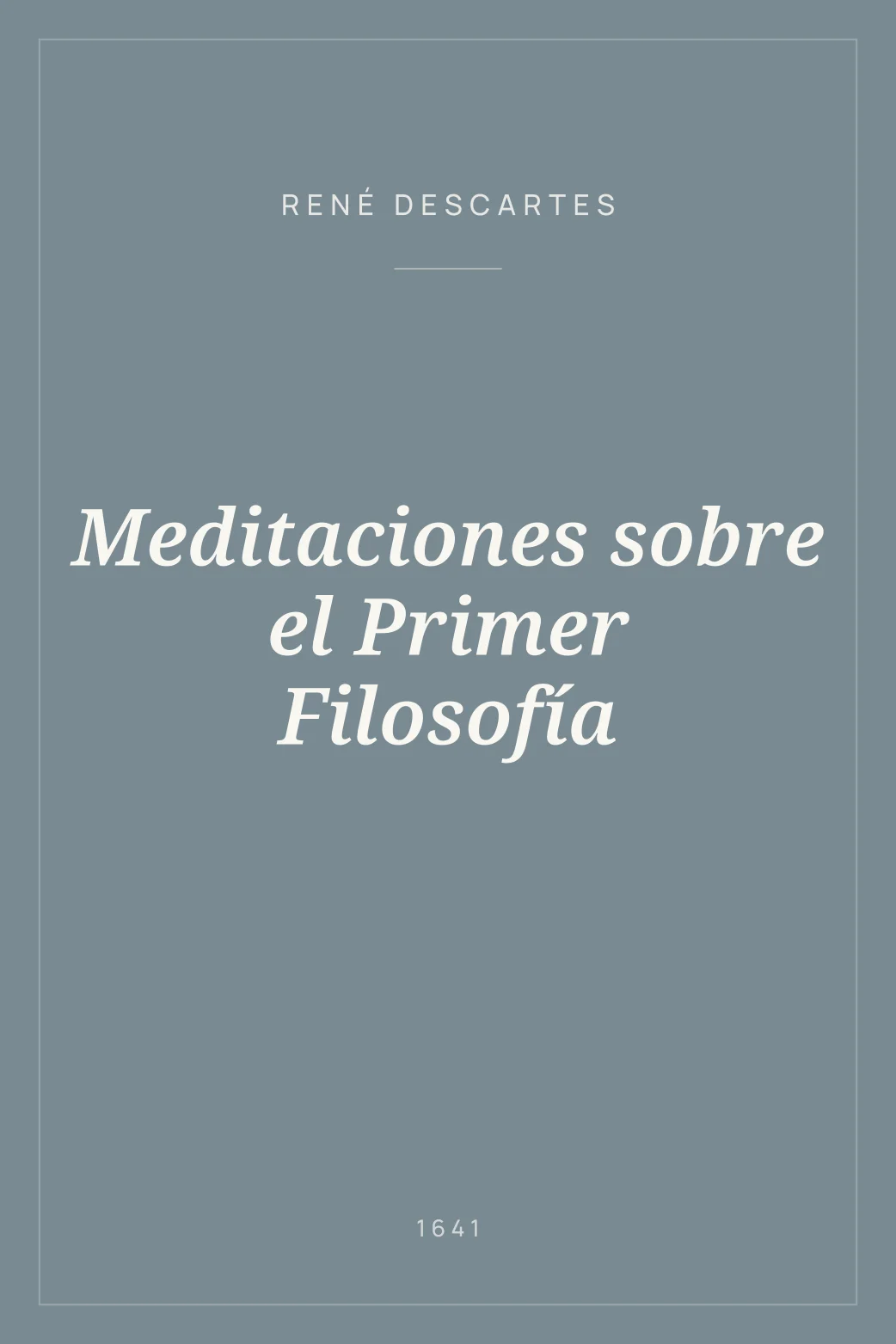 Portada de Meditaciones sobre el Primer Filosofía