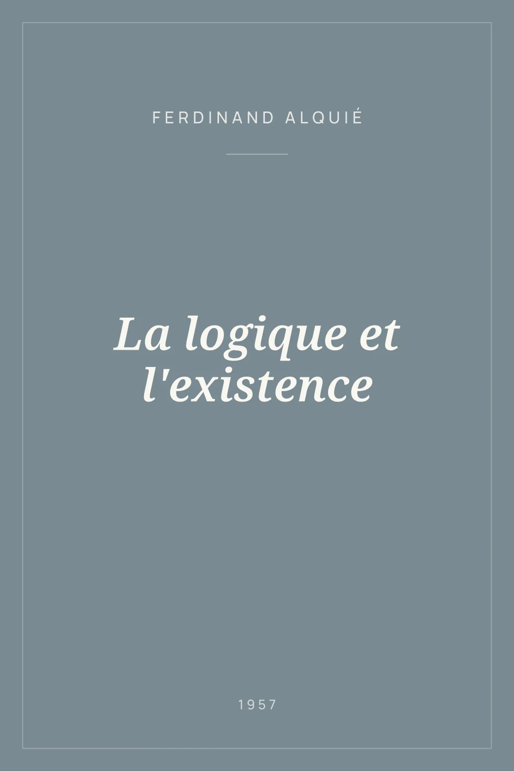 Portada de La logique et l'existence