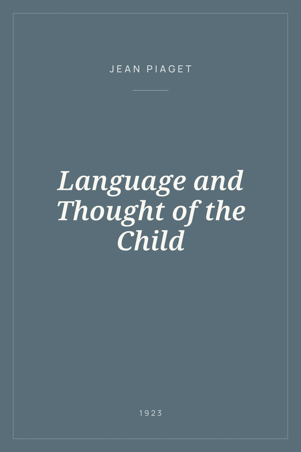 Portada de Language and Thought of the Child