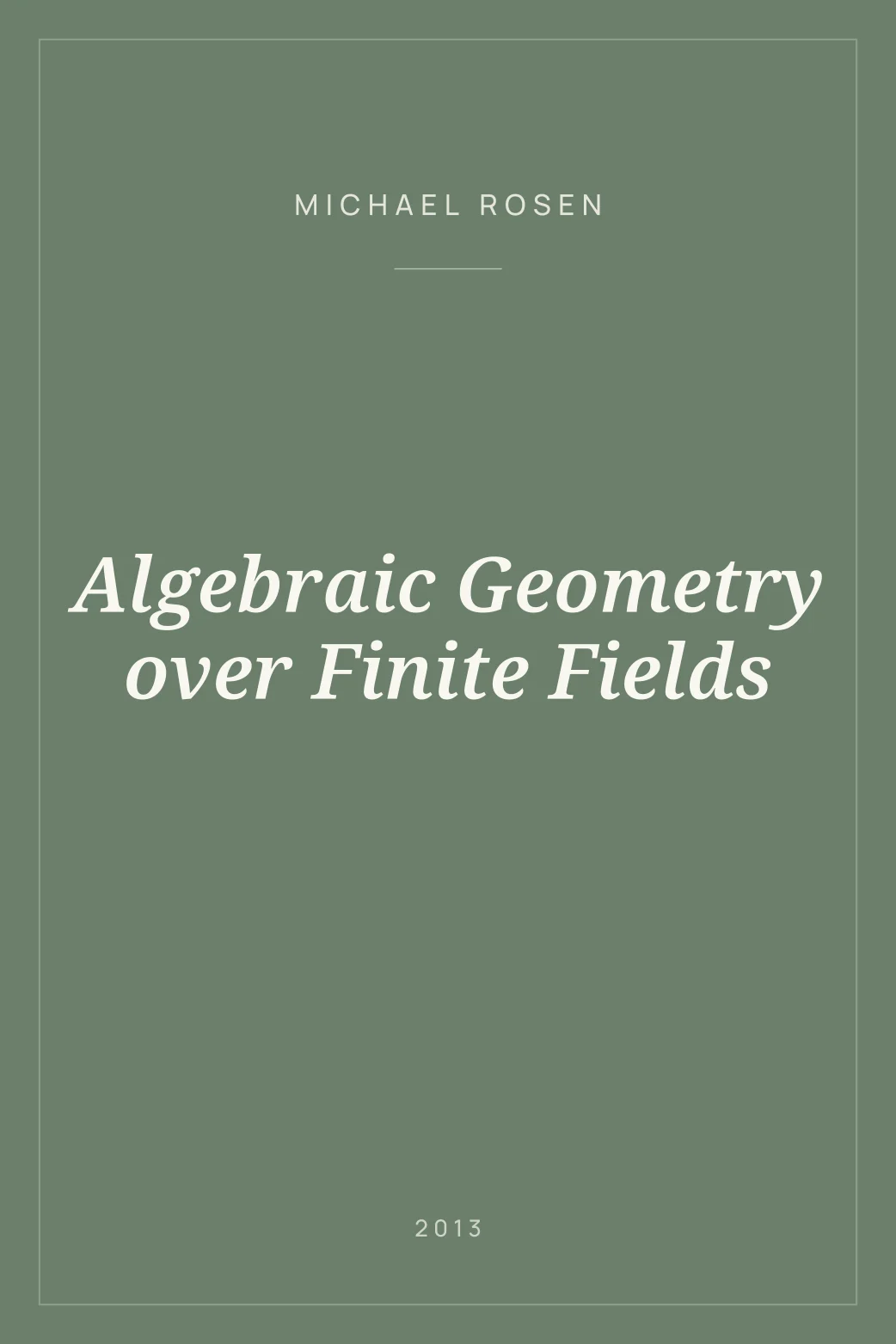 Portada de Algebraic Geometry over Finite Fields