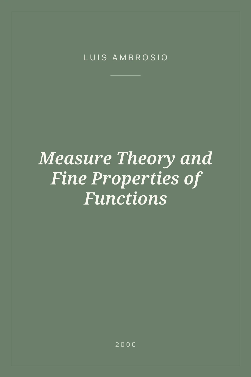 Portada de Measure Theory and Fine Properties of Functions