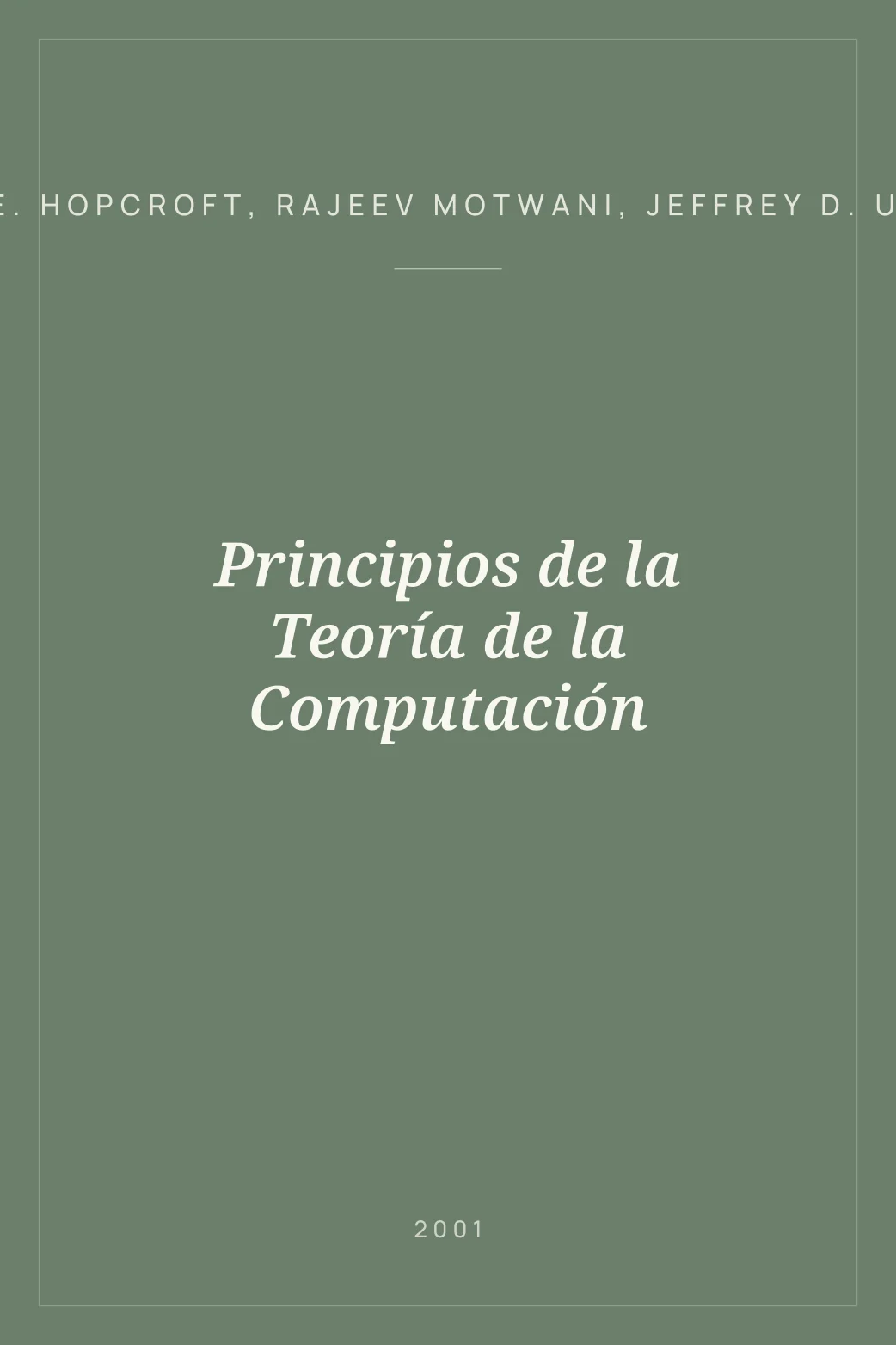 Portada de Principios de la Teoría de la Computación
