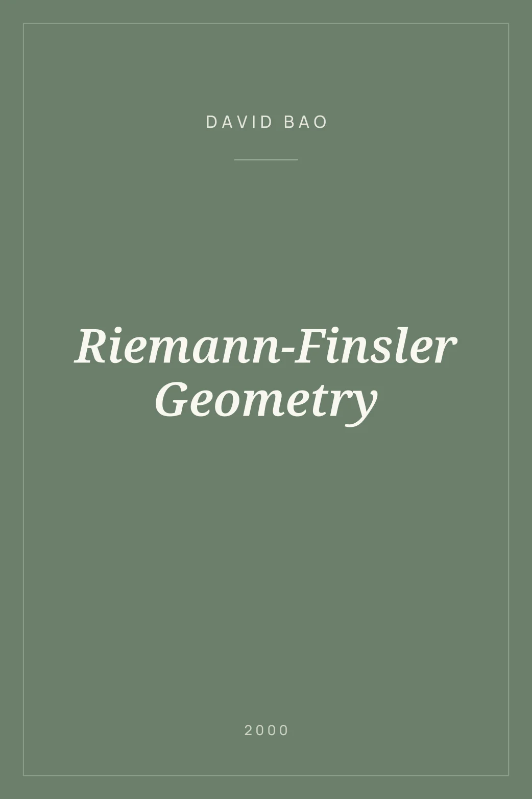 Portada de Riemann-Finsler Geometry