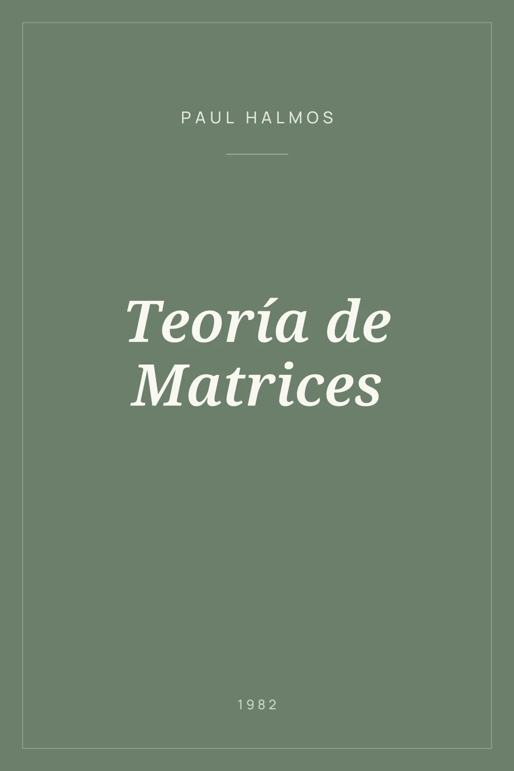 Portada de Teoría de Matrices