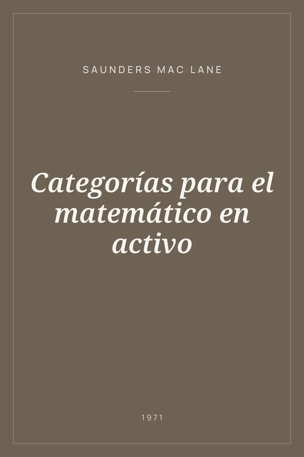 Portada de Categorías para el matemático en activo